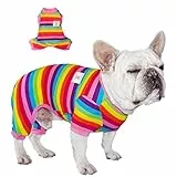 TONY HOBY Hundeschlafanzug, 4-Bein-Hundeschlafanzug mit Regenbogenstreifen, Hunde-Overall Onesies Weiches Leichtgewicht für kleine mittlere Hunde (Rosa, Regenbogen, XS)