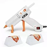 Heißklebepistole 50W Tilswall, Klebepistole mit 75pcs Klebesticks 7mm x 130mm Transparente Klebepistole Set für Schule DIY Kunst, Handwerk und schnelle Reparaturen in Haus,Weiß
