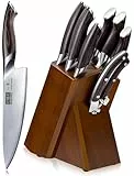 HOSHANHO Messerblock Set mit 8-TLG, Profi Messerset mit Holzblock, Scharf Edelstahl Küchenmesser Set Kochmesser Set für Küche