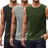 COOFANDY Tanktop Herren 3er Pack Muskelshirts Bodybuilding Männer Ärmellos Basic Tank Tops Schwarz/Hellgrau/Armeegrün XL