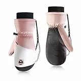 Andiker Skihandschuhe Damen, Touchscreen Handschuhe Wasserdicht Warme Laufhandschuhe für Skifahren Snowboard (Rosa)