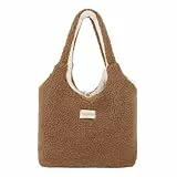 MEGAUK Damen Plüschhandtaschen Flauschige Tasche Plüsch Umhängetasche Cartoon Shopper Schultertasche Tote Bag für Uni Arbeit Schule (07936 Braun)