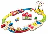 Hape Regenbogen-Puzzle Eisenbahnset – 30-teiliges Holz-Eisenbahnset mit Tierzug, Motorikschleife, Puzzle- und Klangelementen, für Kinder ab 18 Monaten