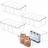Lrocotanc 4er Set Kühlschrank Organizer - Aufbewahrungsbox Küche - Küchen Organizer Aufbewahrung mit 4 Fächern,BPA-Freie,für Aufbewahren von Teebeuteln,Snacks und Gewürzen(Durchsichtig)