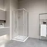 MARWELL Duschkabine Flexi 77-90x77-90-190 cm Eckdusche mit hochwertigen verstellbaren Alumuniumprofilen in silber matt Duschabtrennung mit aushängbaren Schiebetüren zur Reinigung
