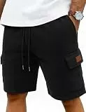 iClosam Shorts Herren Weich und bequem Corduroy Kurze Hosen Herren mit Elastische Taille Freizeithose Lockere Passform für Startseite Freizeit,Schwarz,3XL