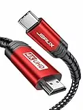 JSAUX USB C auf HDMI Kabel 2M [4K@60Hz], USB Typ C zu HDMI Kabel [Thunderbolt 3] kompatibel mit MacBook Pro 2021, Macbook Air, iPad Pro 2020, Galaxy S22/ S21, Surface Book 2 Usw - Rot