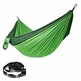 SONGMICS Hängematte ultraleicht, für 2 Personen, aus Ripstop-Nylon, bis 300 kg belastbar, 300 x 200 cm, für Rucksackreisen, Camping, Wandern, hellgrün-dunkelgrün GDC20GN