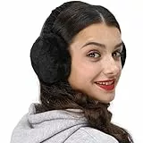 Glanzend Ohrenwärmer, Winter Ohrenwärmer Faltbare Verstellbarer Plüsch Earmuffs Bequemer weicher für den Winter Reiten Warme Ohrenschützer für Damen und Herren - Schwarz