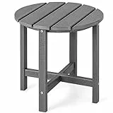 COSTWAY Beistelltisch, Kleiner Gartentisch aus UV-beständigem Kunststoff, Balkontisch wetterfest, für Terrasse, Balkon, Garten, 46 x 46 x 46 cm, Grau