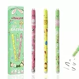 Flanliy Radierbare Stifte Ostern Edition 2026, 3PCS Ostern Radierbarer Kugelschreiber mit Osterhase und Ostereier, 0,5 mm Spitze, Blau Stiftmine für Studenten Schule Büro (D)