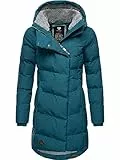 Ragwear Damen Wintermantel Warmer Steppmantel lang mit Kapuze Pavla Intl Deep Ocean23 Gr. M