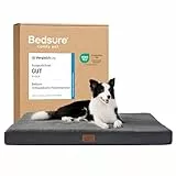 BEDSURE orthopädisches Hundebett Grosse Hunde - 112x81x7.6cm Hundekissen waschbar Hundematte mit abnehmbarem Plüsch-Sherpa-Bezug Hundematratze Rutschfester Unterseite in dunkelgrau für große Hunde