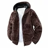 Generisch 2026 Winterjacken Herren Jacke Winter/Winter Kapuzenjacke Fleece, Freizeitjacke, einfarbig, mit Fleece gefüttert, mit (Coffee, M)