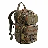 Mil-Tec US Assault Pack Kinderrucksack (14l) • Taktischer Rucksack für Schule, Outdoor, Militär, Wandern • 2 große Fächer + 2 Fronttaschen • Verstellbarer Schultergurt + Brustgurt • Farbe: Flecktran