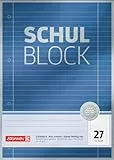 Brunnen 1052627 Schulblock/Notizblock Premium (A4, 50 Blatt, liniert, mit Randlinien, Lineatur 27, gelocht, kopfverleimt, 90g/m²)