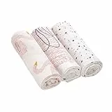 LÄSSIG Baby Mulltuch Spucktuch Puckdecke 3er Set Baumwolle 80 x 80 cm/ Heavenly soft Swaddle L Little Water Swan