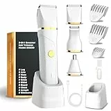 Intimrasierer für Frauen, 3-in-1 Rasierer Damen Elektrischer für Körper, Scham und Nase, Damenrasierer Elektrisch, Wiederaufladbarer Rasierer Damen Intimbereich, mit USB Ladestation, IPX7 Wasserdicht