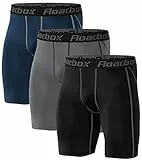Roadbox 3er Pack Herren Kompressionsshorts, Schnelltrocknendes Baselayer Unterhose Tights Kurz Hose Laufunterwäsche XXL 3er Pack: Schwarz, Grau, Marineblau