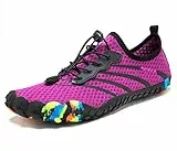 Teechodina Wasserschuhe Unisex Strandschuhe Barfußschuhe Zehenschuhe Barfussschuhe Herren Damen Traillaufschuhe Aquaschuhe Schwimmschuhe, Lila, 37