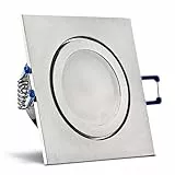 trendlights24 Mare Decken Einbaustrahler IP44-1er Set ultra flach 35 mm LED Spots 5W dimmbar 230V Warmweiß 3000K - Edelstahl Optik - Bad außen
