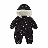 JiAmy Baby Schneeanzug, Baby Jungen Mädchen Winter Overall Strampler Neugeborenes Schneeoverall Schwarz 3-6 Monate