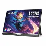 ARZOPA 16.1'' 144Hz Tragbarer Monitor mit Einem Standfuß, 106% sRGB 1920×1080P FHD HDR 144HZ Gaming Monitor, Ultra-dünn - Augenschutz-Externer Zweiter Bildschirm für Laptop/PC/Mac/PS3/4/5/Xbox - Z1FC