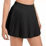 Timuspo Tennisrock Leicht Hosenrock Damen Sommer Sport Skirt with Shorts Hohe Taille A Linie Schwarzer Rock M
