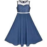 Sunny Fashion Mädchen Kleid Klassiker Blau Chiffon Brautjungfer Maxi Ball Kleid Gr. 158