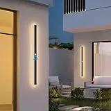 K-Bright Außenwandleuchten mit Bewegungsmelder, LED Wandleuchte Aussen Wasserdicht IP65 Villa Wandlampe Lange, Schwarz Modern Aussenlampe Warmweiß 3000K für Gärten Garage (100cm)