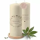 Taufkerze - Taufe - Wildblumenkranz mit Name Datum Wunschtext - Deko Taufgeschenk personalisiert - 230/78 mm - Elfenbein
