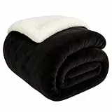 EDS Sherpa Doppelseitige Decke Flauschiger Stoff Extra Weich Fleece Sherpa Bettüberwurf Flauschig und Verbessert Schlaf Schwarz Kingsize 200 x 240 cm