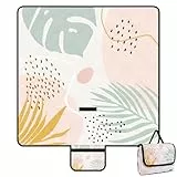 Jopee Picknickdecke Sandfrei, 200 x 200cm Wasserdicht Stranddecke für 4-6 Personen, Leicht und Tragbar Campingdecke mit Tragegriff, Faltbare Strandmatte für Wandern, Reisen, Outdoor - Blätter