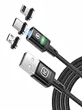 Kuulaa 2M Magnetisches Ladekabel, Magnetisches Lightning-Kabel, Magnetisches Handy-Ladegerät, 3A Schnellladung mit 3-in-1-Ladeadaptern, Nylon-ummanteltes Handykabel, kompatibel mit allen Geräten