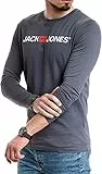 JACK & JONES Herren Langarmshirt aus Baumwolle – Longsleeve Männer – T-Shirt mit Langen Ärmeln aus Baumwolle - einzeln und Multipack (Dark Slate Opt3 Corp - XL)