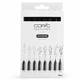 COPIC Multiliner Set, Black, 8 Fineliner in verschiedenen Strichstärken, Zeichen Stifte mit einer feinen Spitze und wasserbeständiger Pigmenttinte