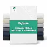 Bedsure Spannbettlaken 180x200cm Bis 30cm - Bettlaken 180 x 200 Boxspringbett, Oeko-TEX Zertifiziert Spannbetttücher, Gebürsteter-Mikrofaser, Atmungsaktiv & Schnelltrocknend, Weiß