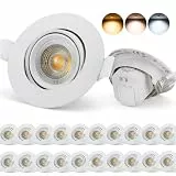 Schiele LED Einbaustrahler 230V für Bad IP65, 7W LED Spots Deckenleuchte 68mm Lochmaß, Warmweiß Neutralweiß Kaltweiß, Schwenkbar Deckenspots Einbauleuchten für Küche Wohnzimmer, 20er Set