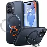 TORRAS Ostand Q3 Spin für iPhone 17 Hülle (360°Stabilen Ständer für Magsafe) Militärschutz Handyhülle für iPhone 17 Case mit Kamera-Tastenschutz Schlank Kratzfeste Matt Rückseite Schwarz