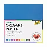 Global Art folia 8965 - Faltblätter 15 x 15 cm, 70 g/qm, 500 Blatt sortiert in 10 intensiven Farben - ideal zum Papierfalten und für andere kreative Bastelarbeiten