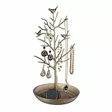 Relaxdays Schmuckständer Baum, Schmuckaufbewahrung Ketten, Ohrringe & Armbänder, HxBxT 30x16x15 cm, Schmuckbaum, gold