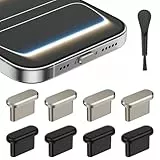 AUZOSL USB C Staubschutz für iPhone 17/17 Pro, 4 Aluminium+4 Silikon Schutzkappe Set mit Aufbewahrungsbox & Reinigungsbürstchen