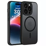 ORDA Magnetisch Hülle für iPhone 14 Pro 6,1 Zoll Kompatibel mit MagSafe, Transluzente Matt Rückseite Dünn Kameraschutz Stoßfest Handyhülle für iPhone 14 Pro (Schwarz)