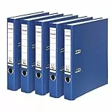 Original Falken 5er Pack PP-Color Kunststoff-Ordner. Made in Germany. 5 cm schmal DIN A4 blau Vegan Ringordner Aktenordner Briefordner Büroordner Plastikordner Schlitzordner