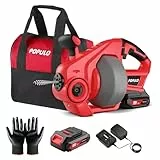 POPULO Rohrreinigungsspirale Akku-Rohrreiniger, 7,6m 18V Elektrischer Abflussreiniger für 18-65mm Rohrverstopfungen Verwendet, Geeignet für WC, Kanalisation, Badewanne, Küchenspüle und Waschbecken