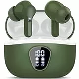 Bluetooth Kopfhörer, Kopfhörer Kabellos Bluetooth 5.4 In Ear, 4 ENC Noise Cancelling Mic Ohrhörer, HiFi Stereo Tiefbass, 40H Spielzeit, IP7 Wasserdichte Earbuds, Touch Control, LED-Anzeige, Retro Grün