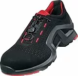 Uvex 1 x-tended Support Halbschuh, Sicherheitsschuhe S1 SRC, Arbeitsschuhe für Damen & Herren, Schwarz/Rot, Größe 43