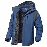 Zzkouine Herren 3in1 Jacket, wind- und wasserdichte Winterjacke aus 4-Wege-Stretch mit abnehmbarer Kapuze, belüftete und wasserdichte Jacke für Wanderungen und andere Outdoor-Aktivitäten-Blue-XL