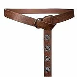HiiFeuer Mittelalterlicher geprägter PU-Leder-O-Ring-Gürtel, Retro-Renaissance-Rittergürtel (Dunkelbraun A)