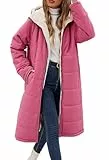 Vancavoo Wintermantel Damen Lang Winterjacke Warm Gefüttert Winterparka Winter Jacke Mantel Parka Steppmantel Daunenmantel mit Kapuze,Ziegelrot,XL